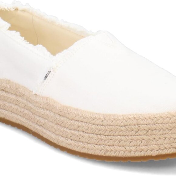 Women's Canvas Slip-On Platform Shoes White 8.5 Rubber Sole Espadrille Comfort - Picture 1 of 8